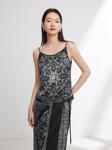 Ethnic Style Silk Camisole | Black