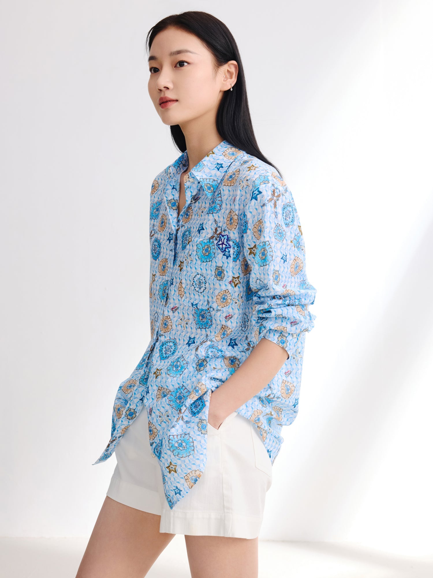 Mulberry Silk Shirt | Blue