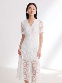 V-Neck Dress | White