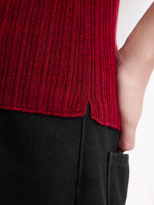 Wool Sleeveless Vest | Wine Red