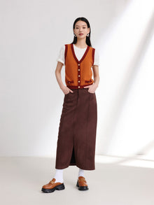 Pocket Style Maxi Skirt | Brown