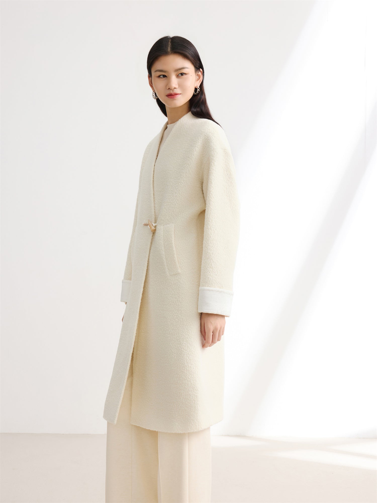 Boucle Long Blazer | Beige