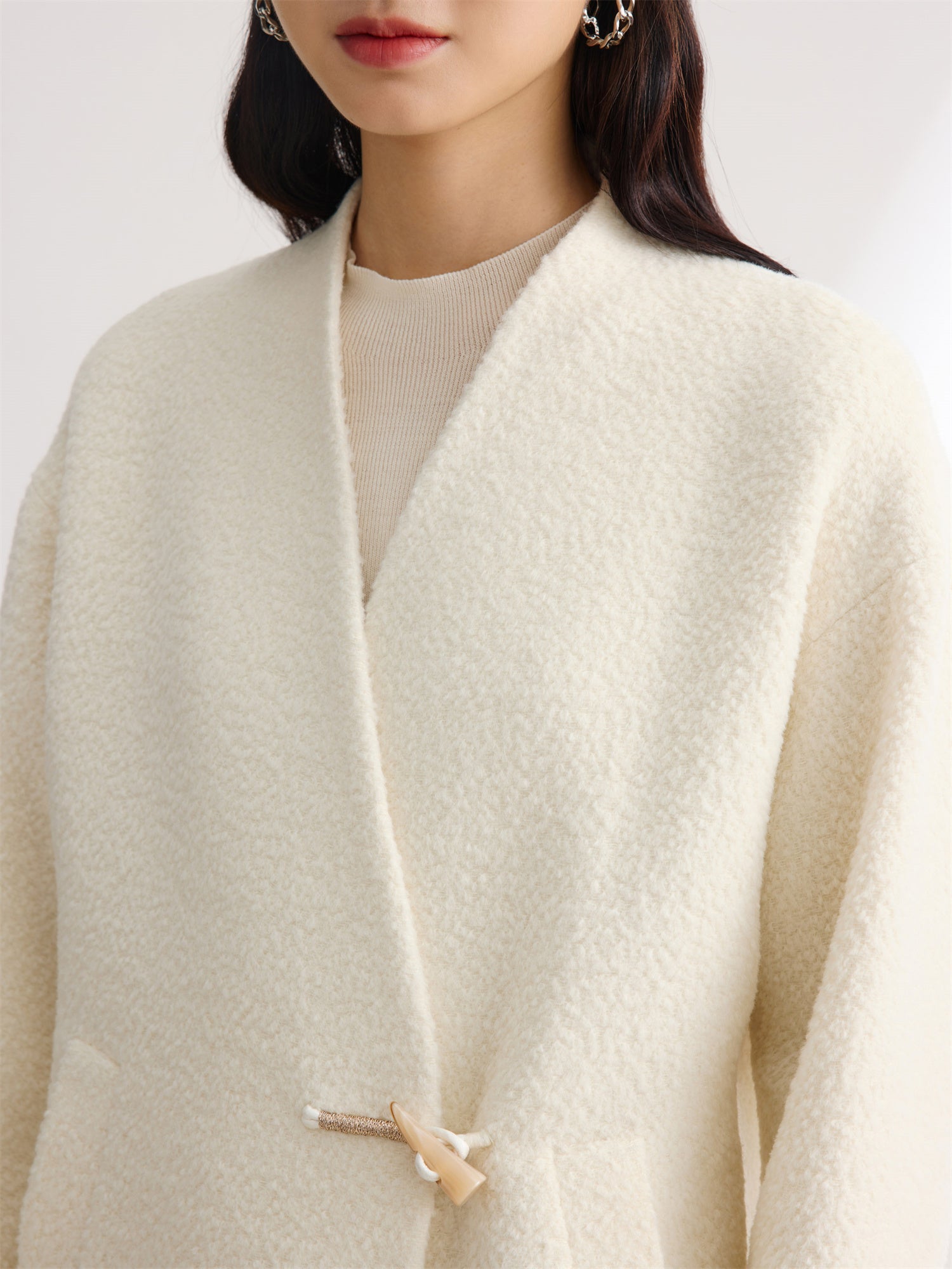 Boucle Long Blazer | Beige