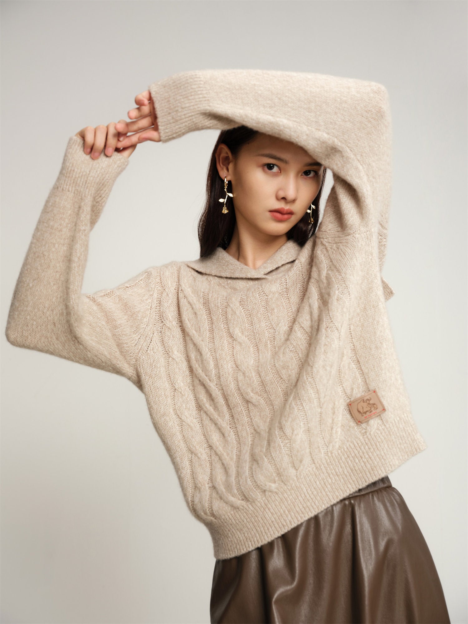 Knitted Pullover Sweater | Beige