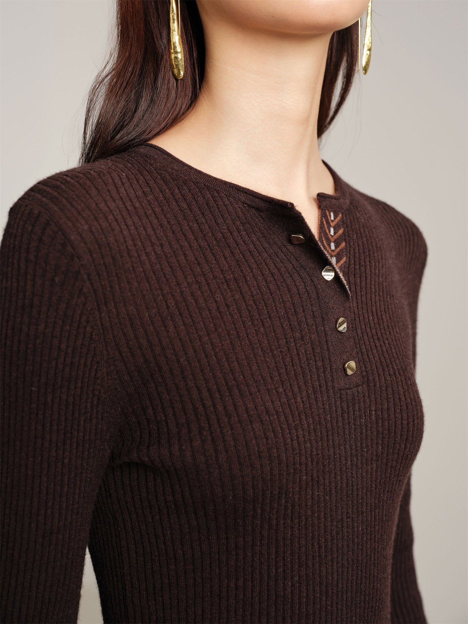 Yak Wool Ethnic Style Pullover | Brown