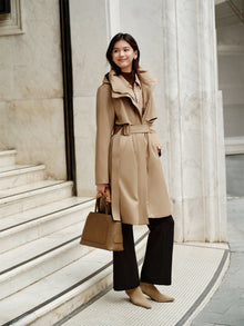 Wool Trench Down Coat | Khaki