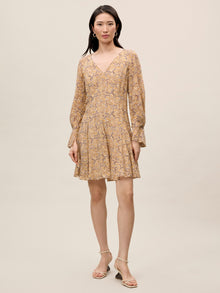 Silk Burnout Check Godet Dress | Speckled Fleur