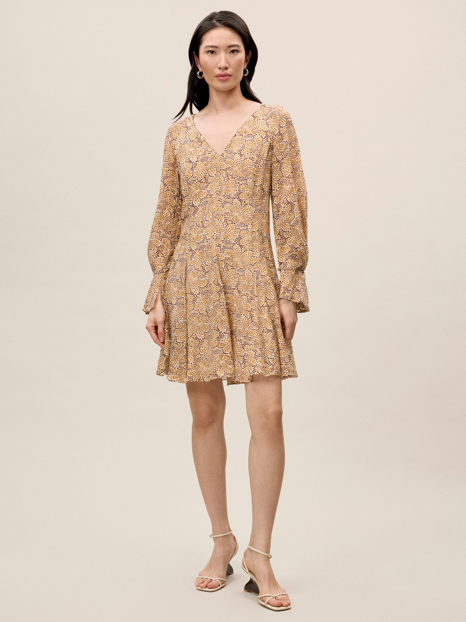 Silk Burnout Check Godet Dress | Speckled Fleur