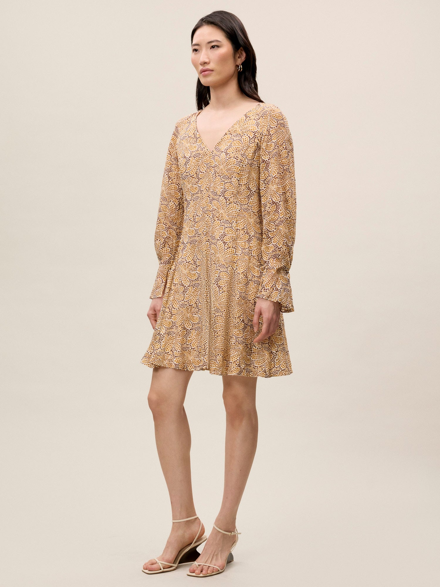 Silk Burnout Check Godet Dress | Speckled Fleur
