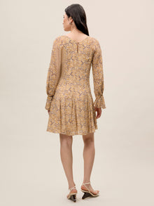 Silk Burnout Check Godet Dress | Speckled Fleur