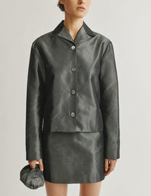 Womens | The Mini Skirt In Silk Shantung | Charcoal