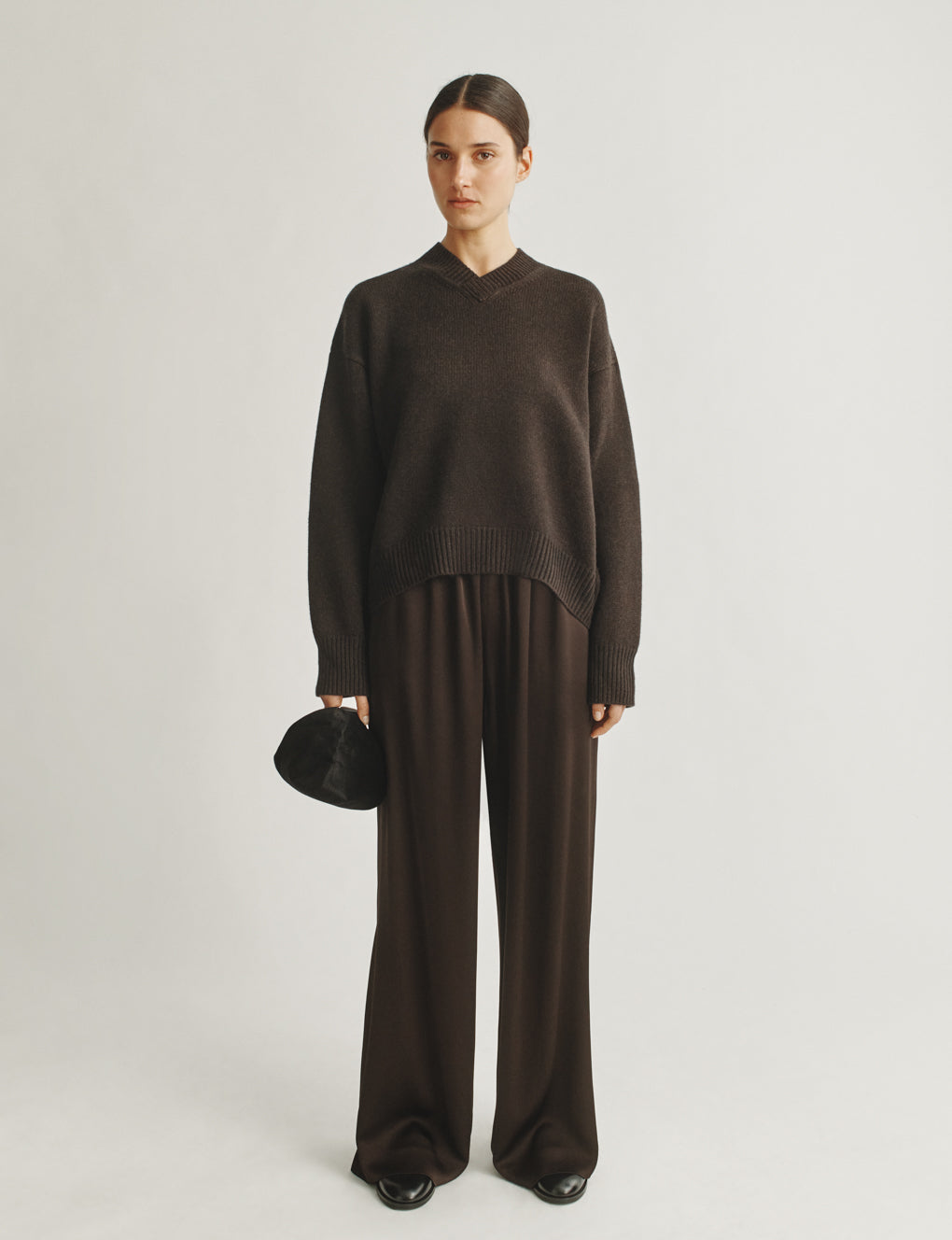 Womens | The Slouch Pants in Crepe-back Satin | Espresso
