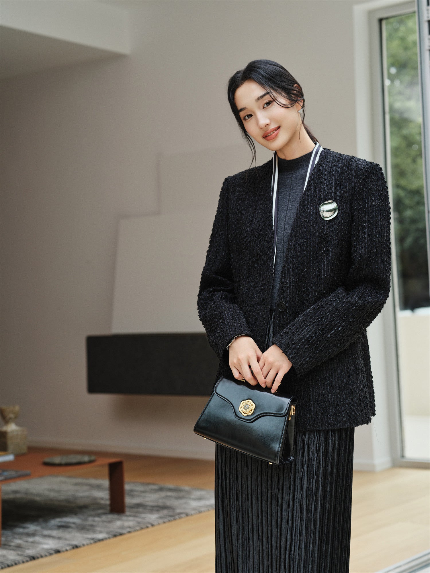 Tweed-Style Jacket | Black