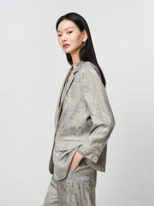 Linen Jacquard Jacket | Grey