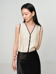Pleated Vest | Beige