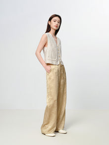 Mulberry Silk Wide-Leg Pants | Khaki