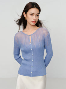 Silk-Acetate Knit Base Layer | Blue
