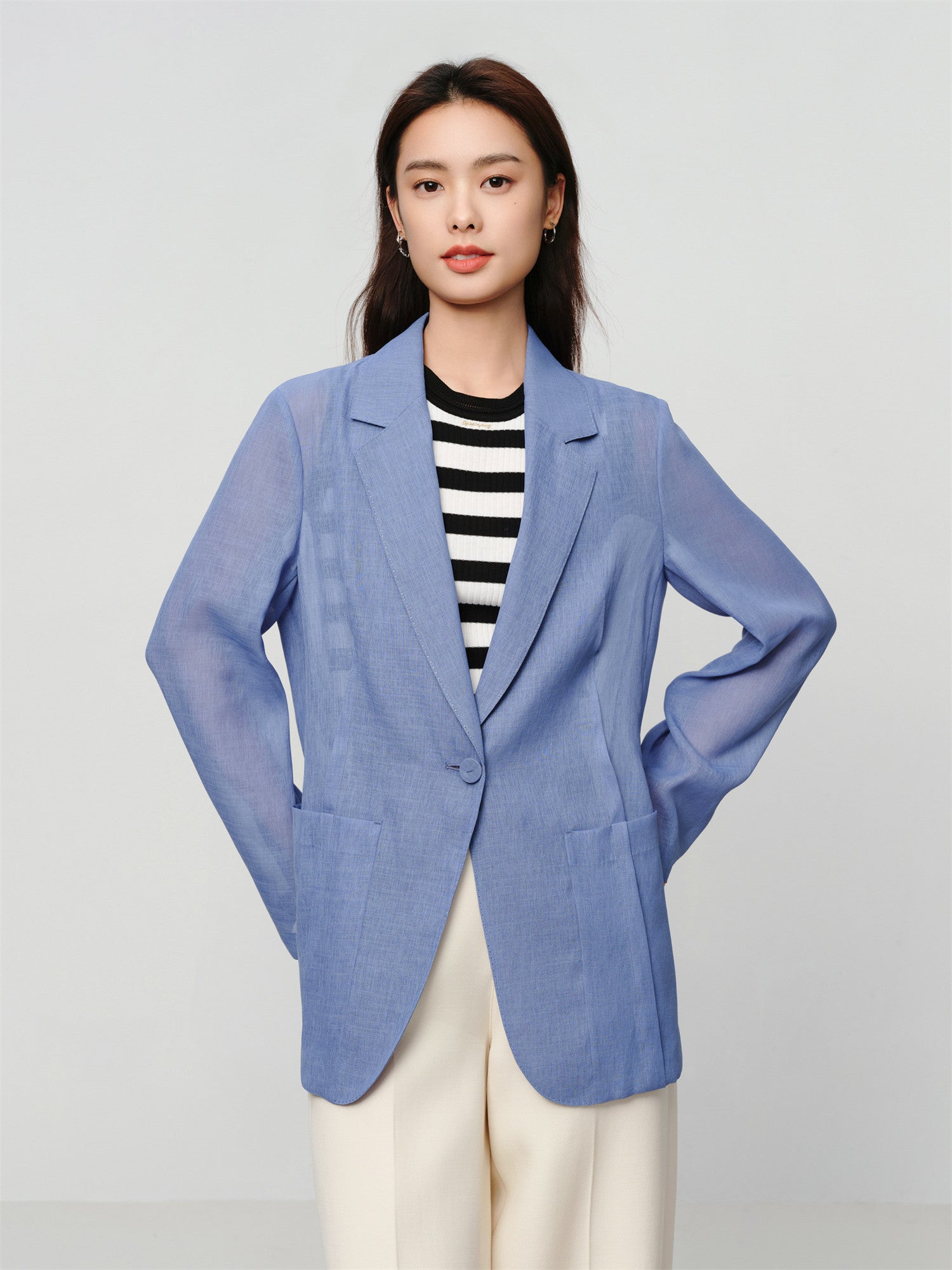 Straight-cut Blazer | Blue