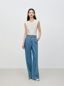 Designer Fluid TENCEL Straight-Leg Pants | Blue