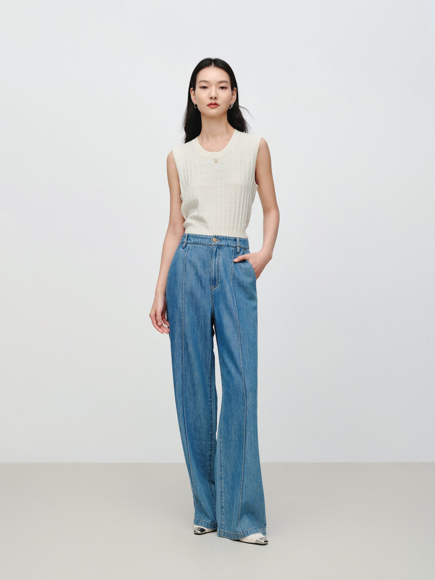 Designer Fluid TENCEL Straight-Leg Pants | Blue