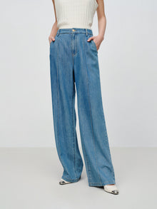 Designer Fluid TENCEL Straight-Leg Pants | Blue