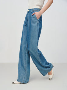 Designer Fluid TENCEL Straight-Leg Pants | Blue