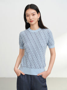 Geometric Textured Knit Sweater | Blue