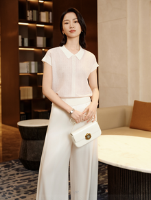 Mulberry Silk Short-Sleeve Knit Top | White