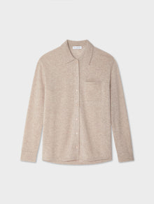beige button down collared shirt