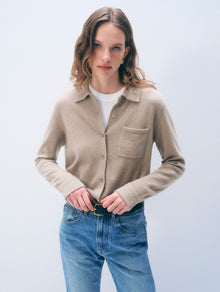 Cashmere Button Down | Sand Wisp Heather
