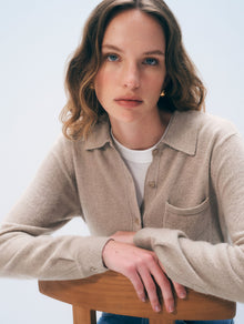 Cashmere Button Down | Sand Wisp Heather