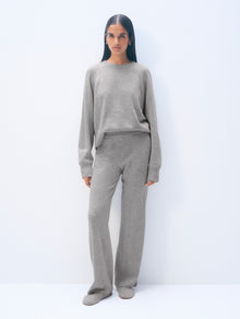 Cashmere Wide Leg Pant | Grey Heather