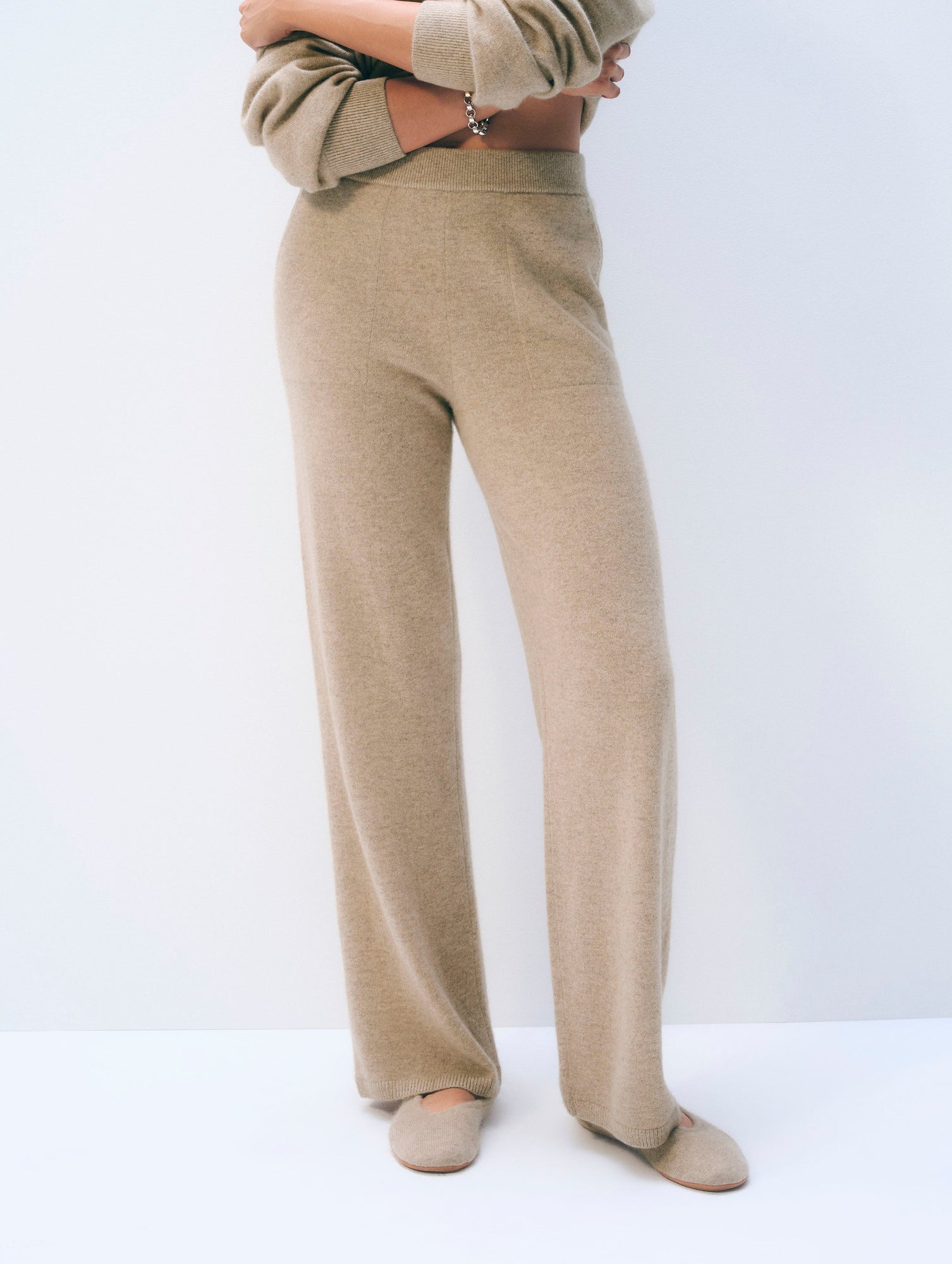 Cashmere Wide Leg Pant | Taupe Heather