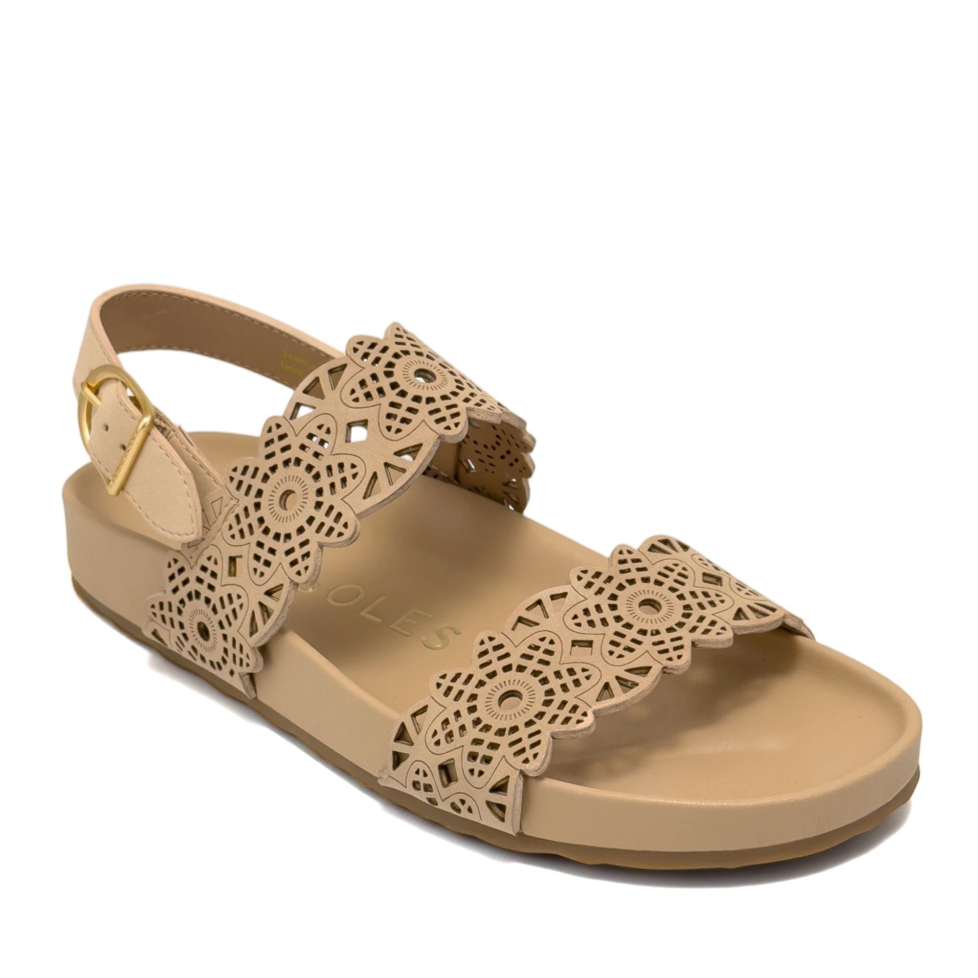 Lily Sandal Footbed | Beige Bisque Perf Faux Nubuck