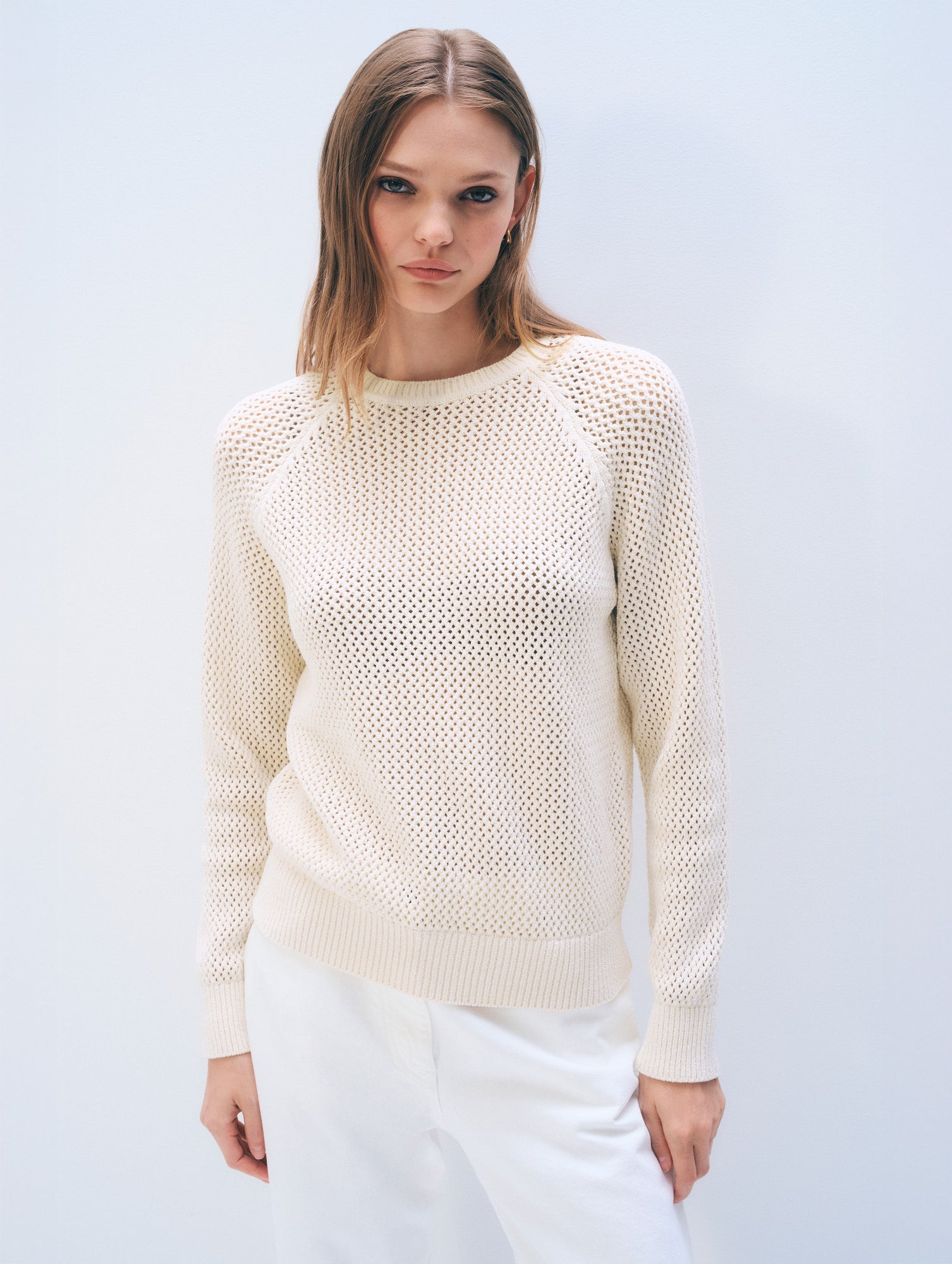 Boucle Mesh Sweatshirt | Ivory