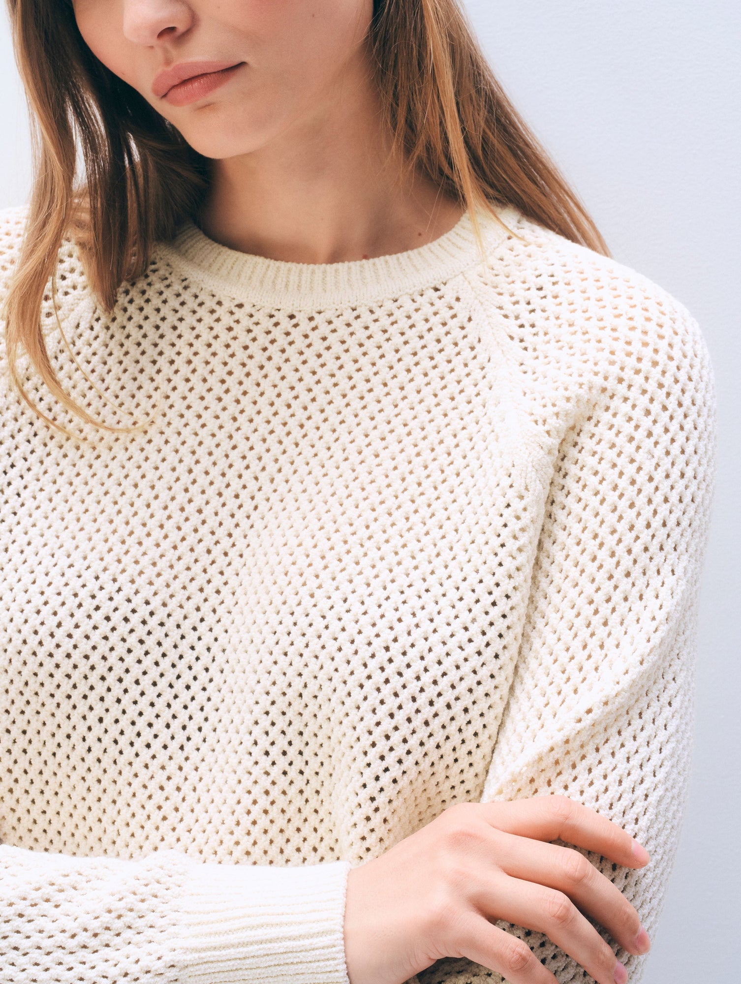 Boucle Mesh Sweatshirt | Ivory