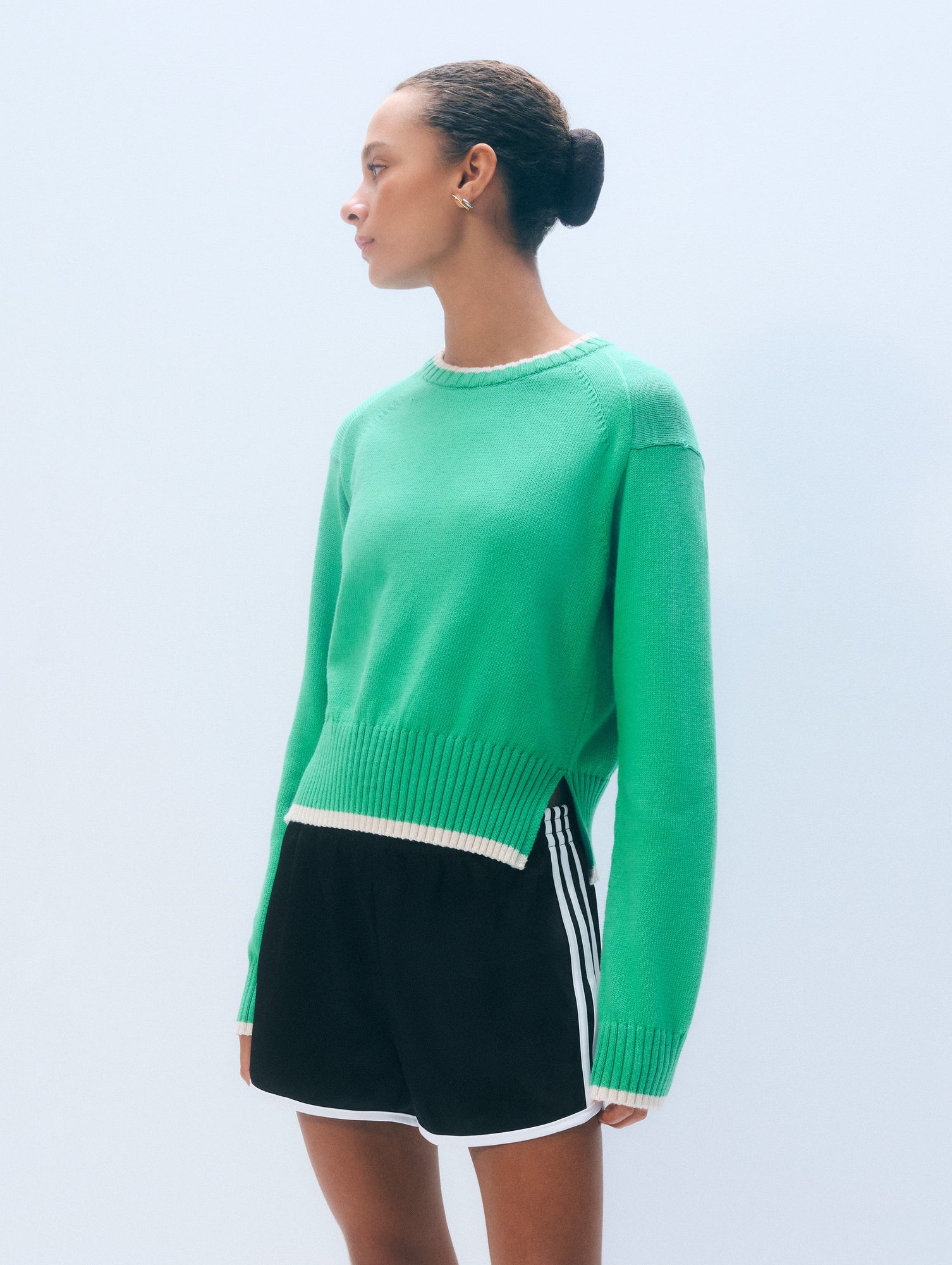 Varsity Cotton Crewneck | Retro Green/Ivory