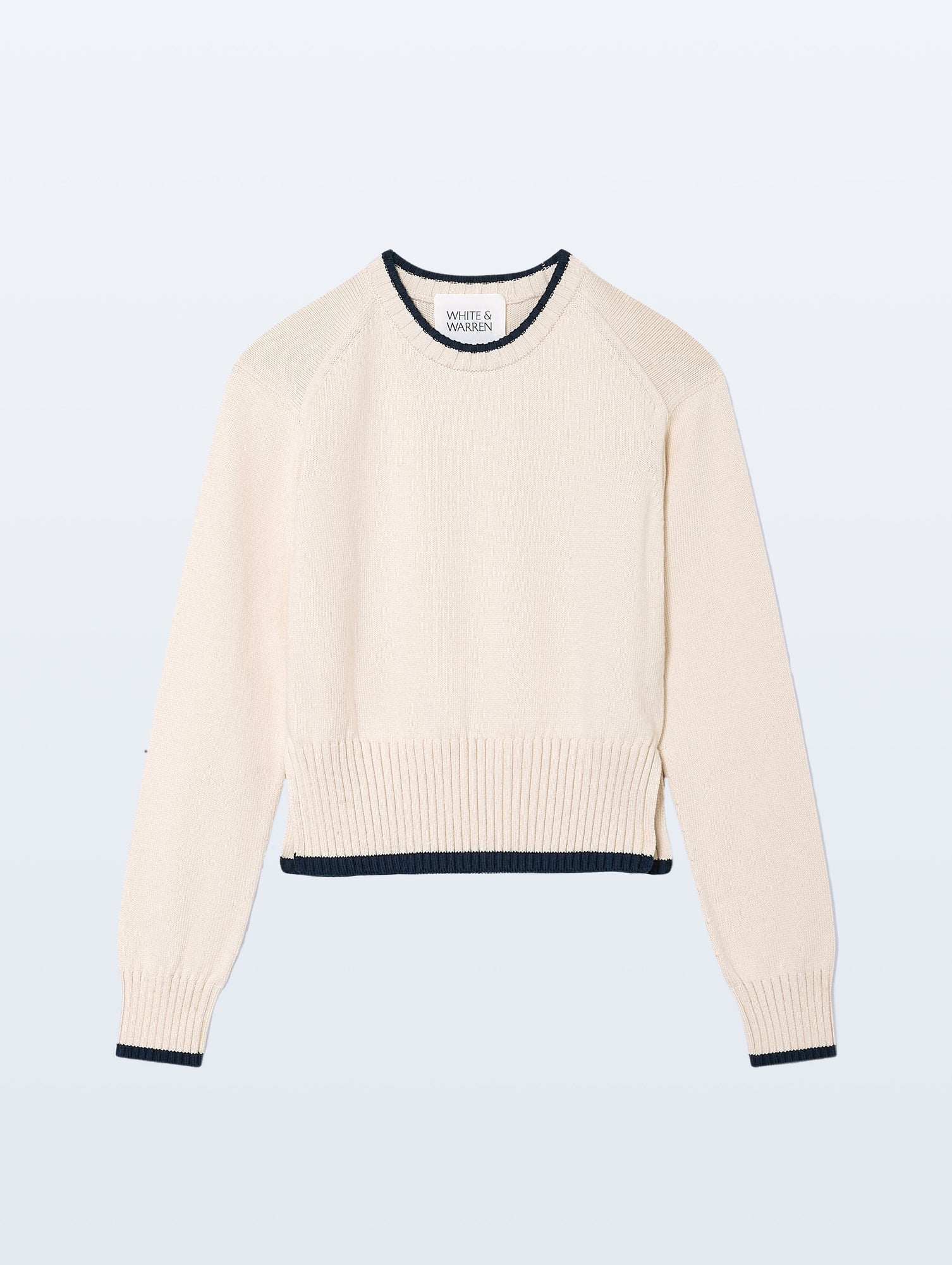 Varsity Cotton Crewneck | Ivory/Navy