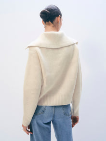 Cashmere Blend Collared Henley | Ivory