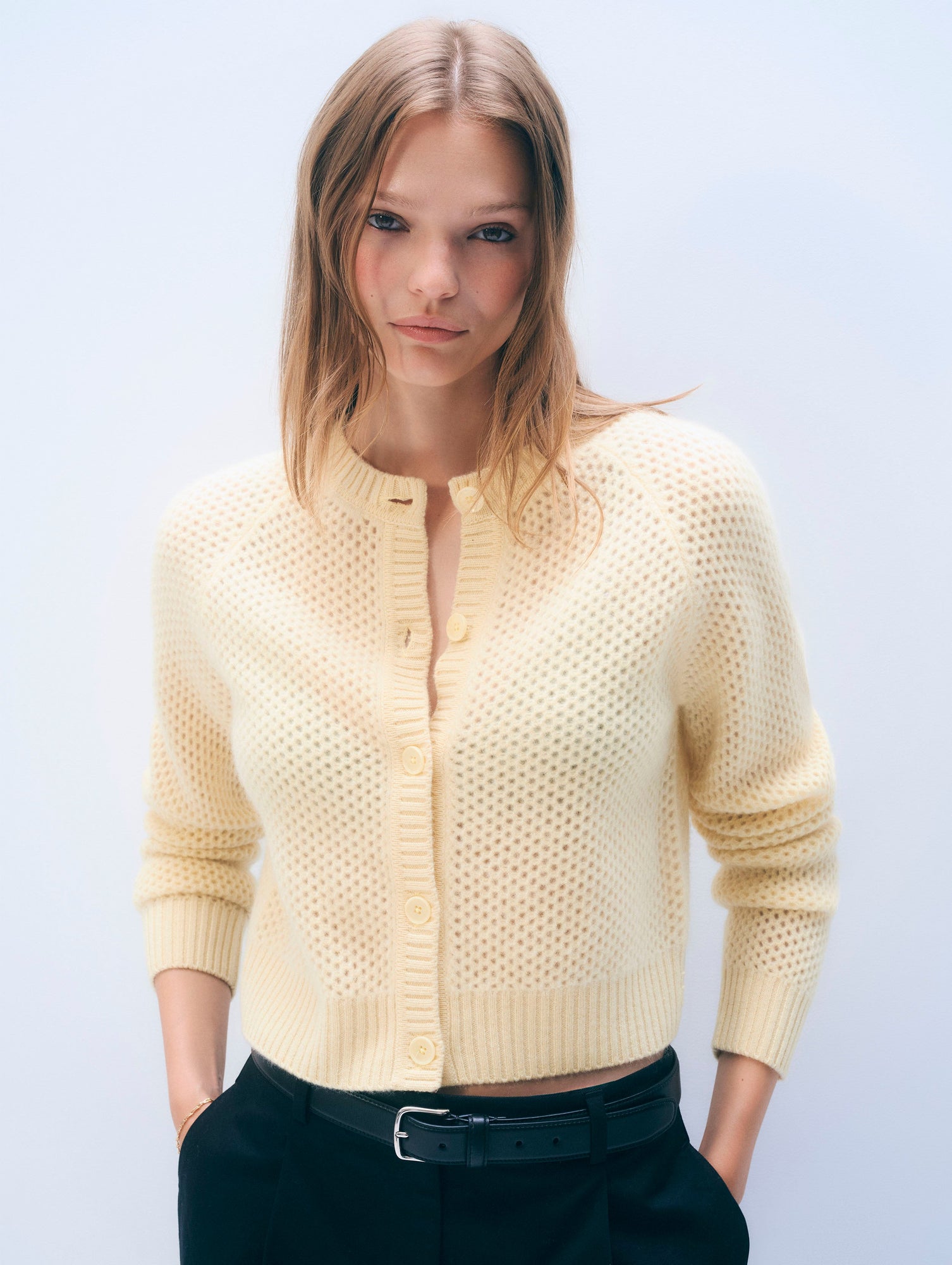 Cashmere Mesh Cardigan | Lemonade