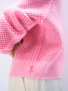 Cashmere Mesh Cardigan | Pink Buds/Dayglow