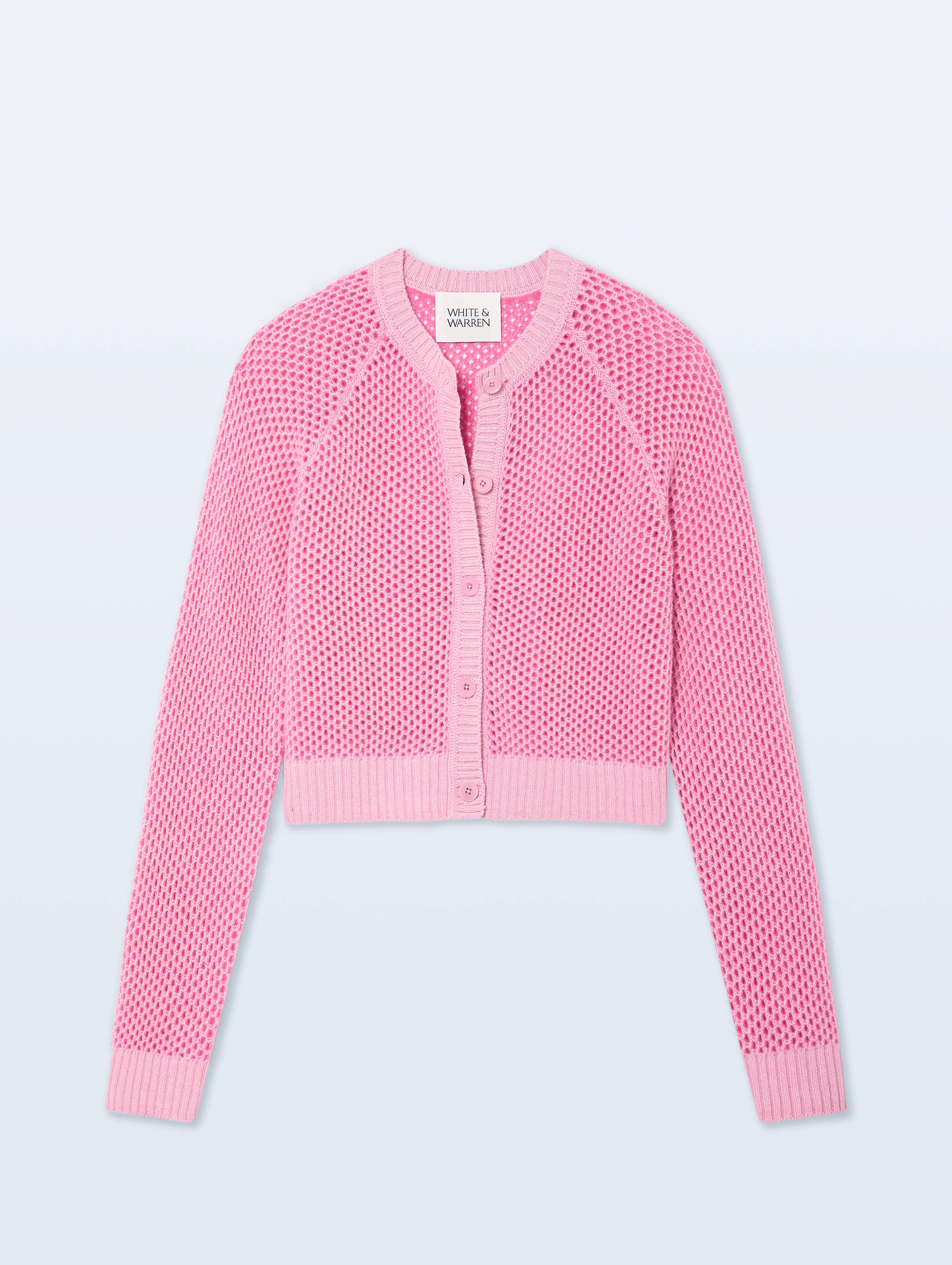 Cashmere Mesh Cardigan | Pink Buds/Dayglow