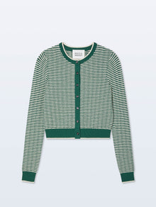 Boucle Cardigan | Ivy Green/Ivory Stripe