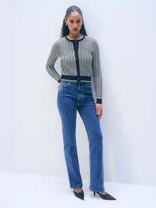Boucle Cardigan | Midnight/Ivory Stripe