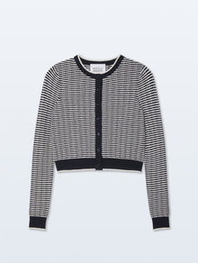 Boucle Cardigan | Midnight/Ivory Stripe