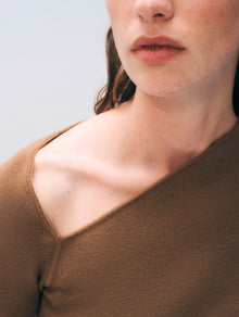 Superfine Merino Asymmetrical Top | Burnt Caramel
