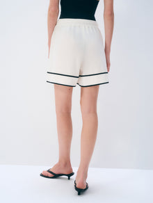 Linen Blend Shorts | White/Black