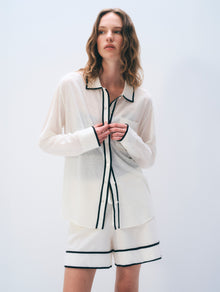 Linen Blend Shirt | White/Black