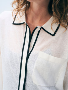 Linen Blend Shirt | White/Black