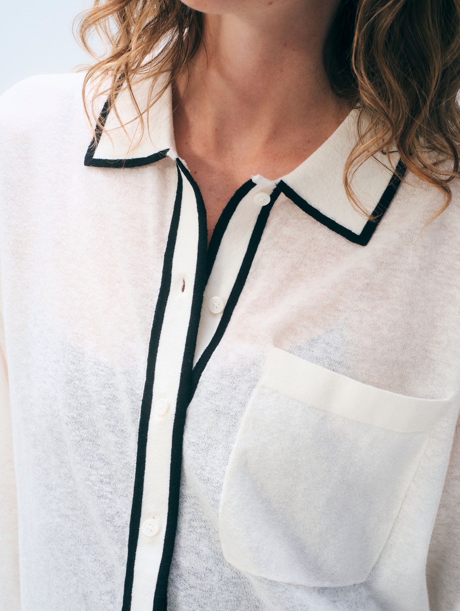 Linen Blend Shirt | White/Black